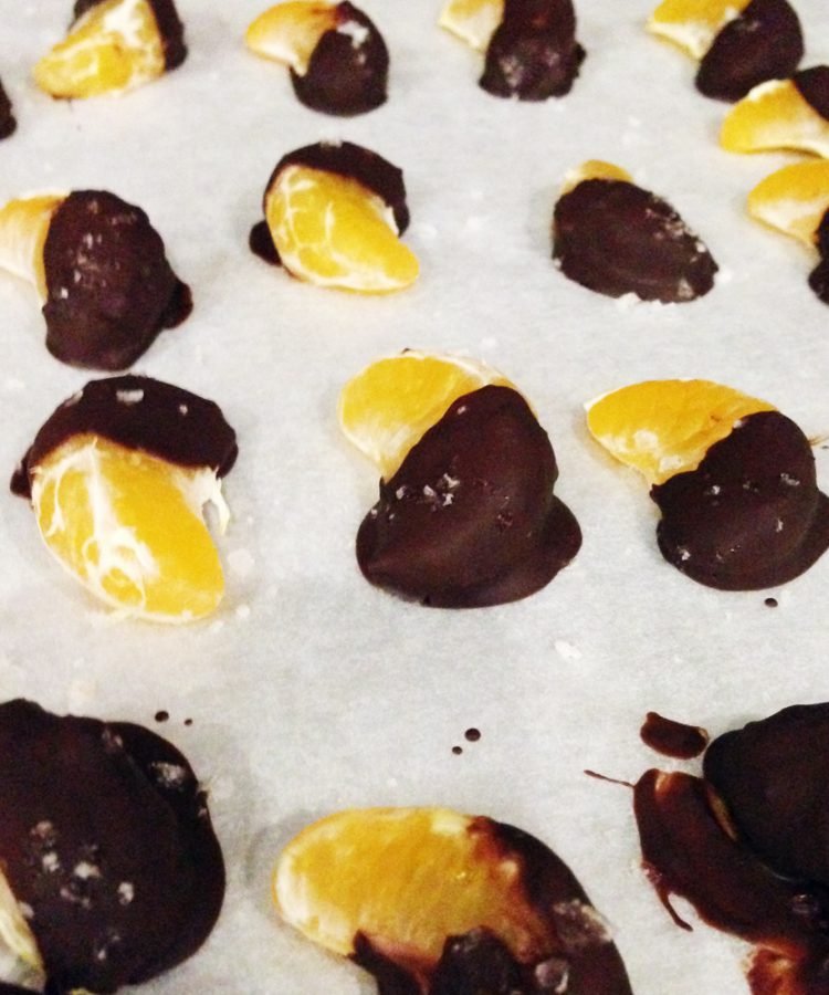 Chocolate dipped mandarin slices