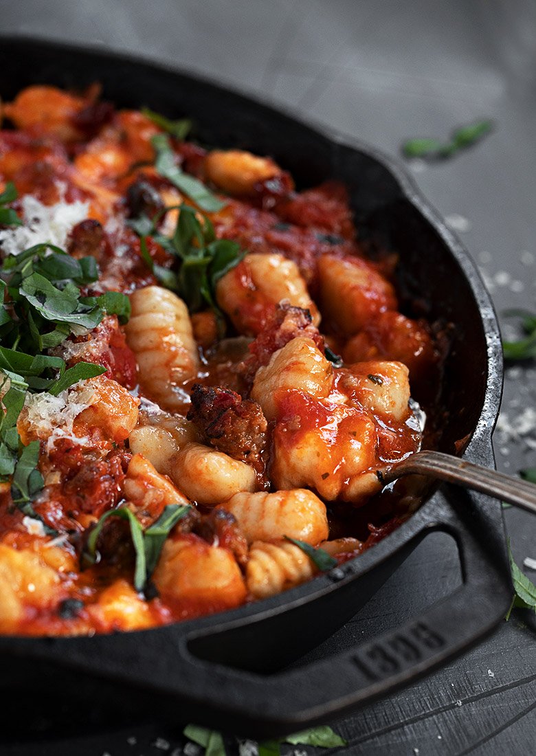 Gnocchi with spicy sausage