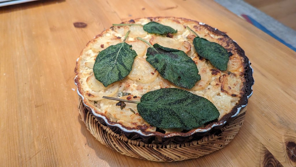 Potato and feta gratin with sage